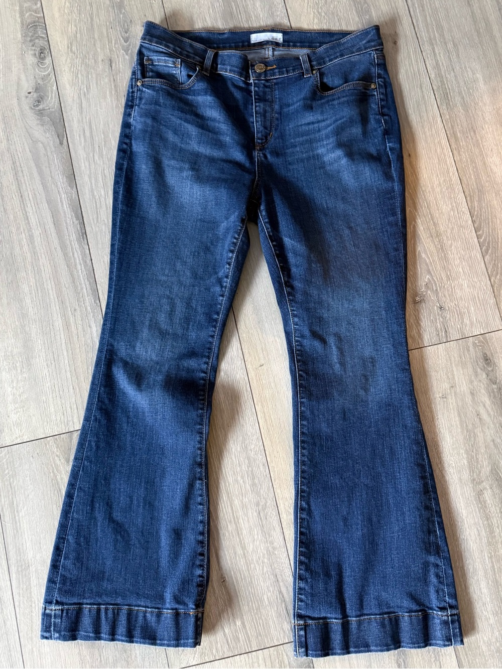 LOFT Dark Wash Flare Jeans Size 31 Stretch Denim